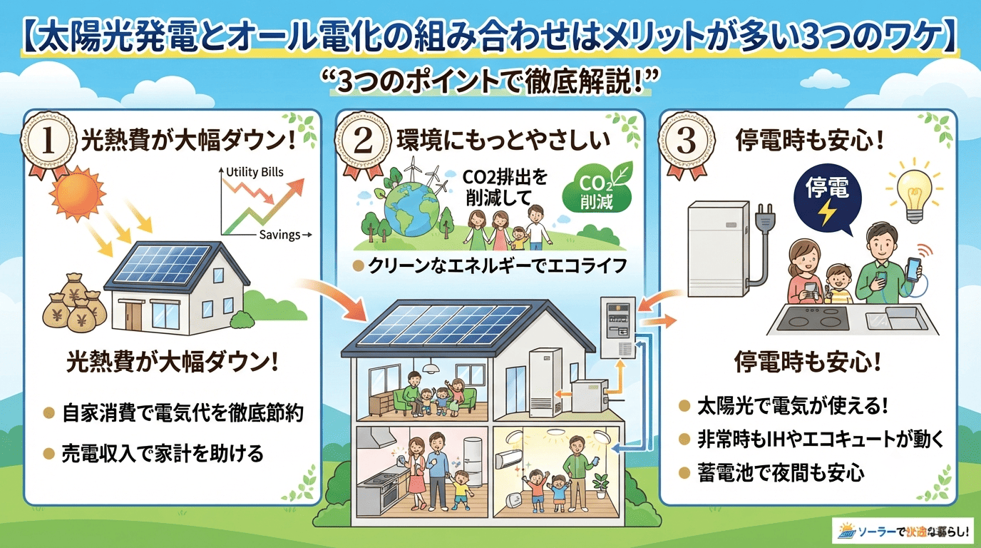 太陽光発電とオール電化の組み合わせはメリットが多い3つのワケ
