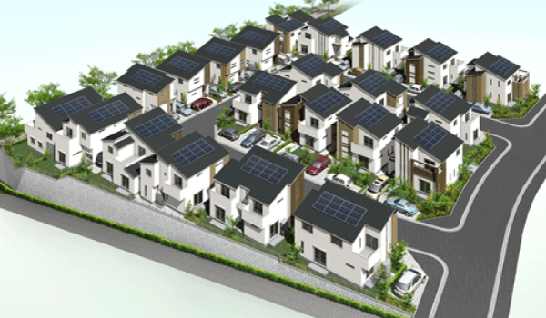 10件程度の住宅の塊で、近所のお宅がほとんど太陽光発電を設置している