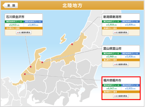 東芝を福井県に設置した際の年間発電量